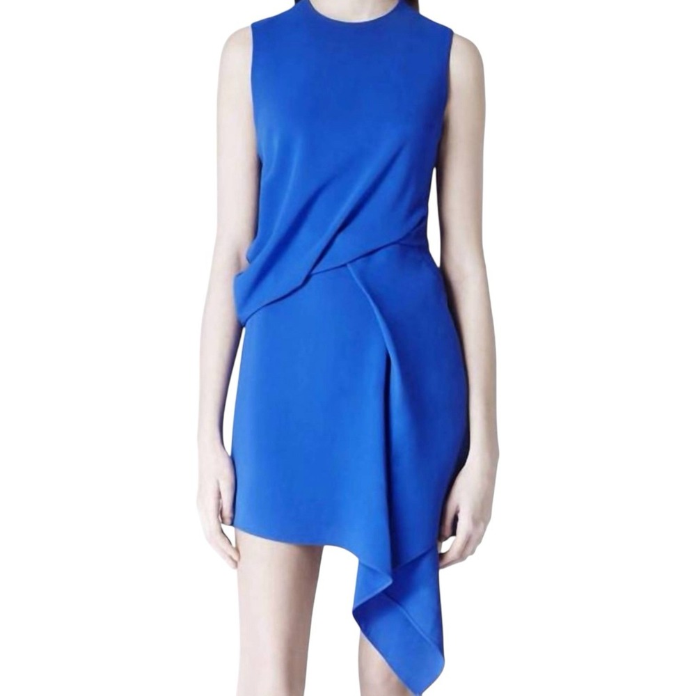 Alexander McQueen McQ Handkerchief Drape Dress Klein Blue Sz IT 42 US 8 NWT